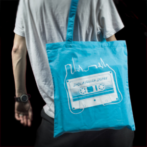 blue cassette bag